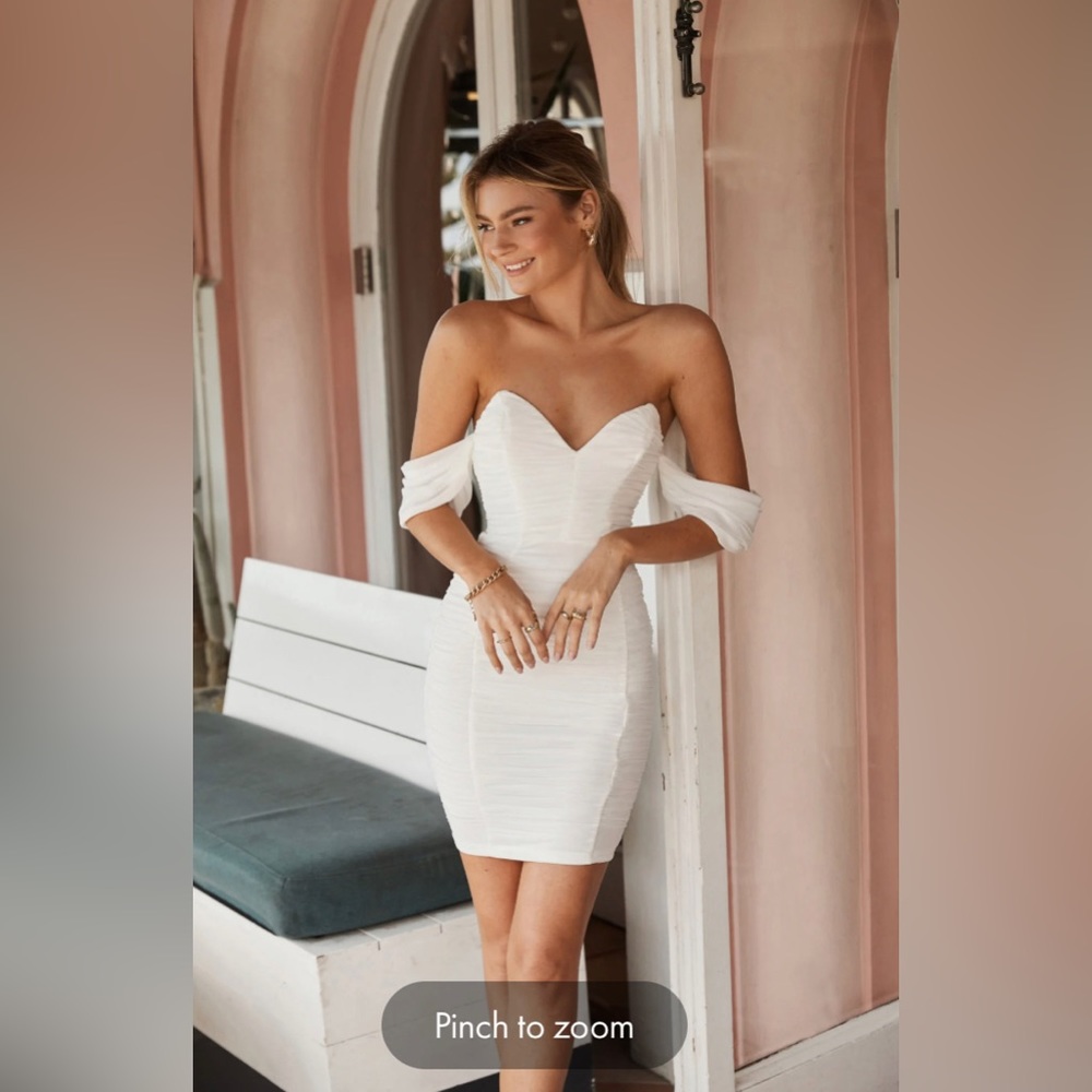 OVER THE HORIZON THICK STRAP RUCHED MIDI DRESS WHITE